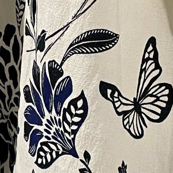 AVEC LES FILLES (NWT) "Butterfly Panel" Woven Lined Full Skirt, B/W Floral - XL - Picture 7 of 12